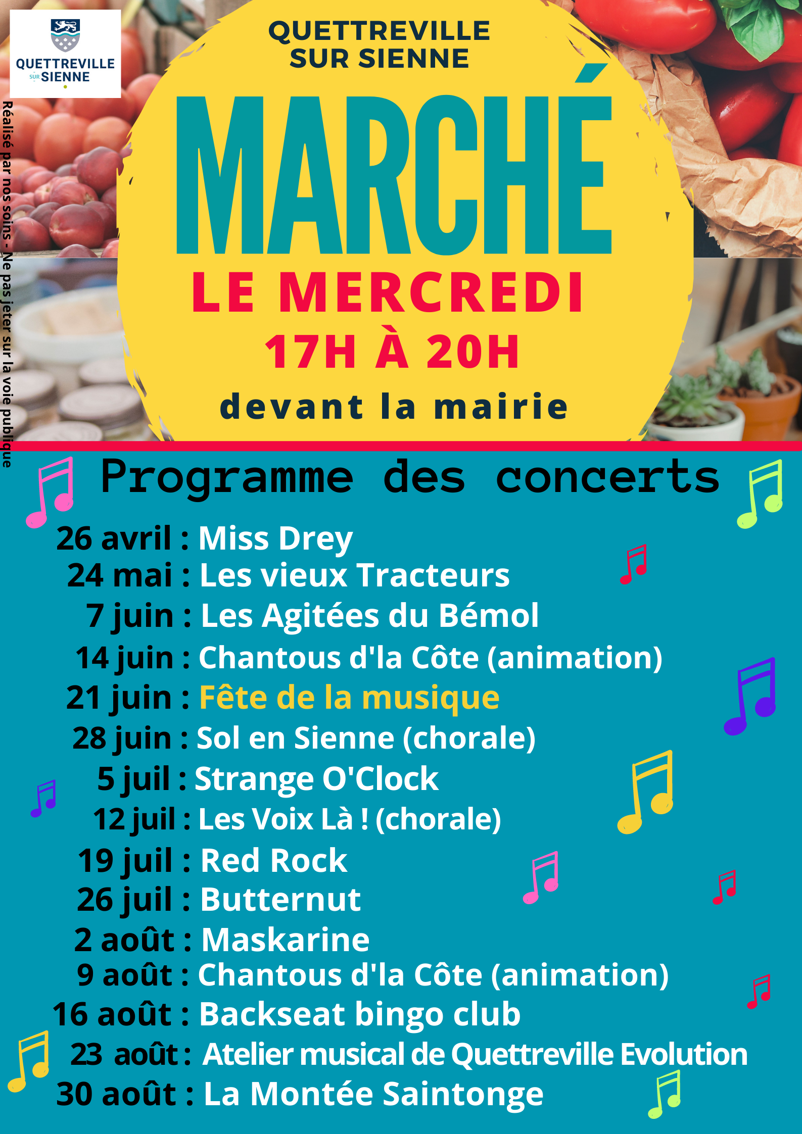 Affiche programme concerts au march Quettreville 2023